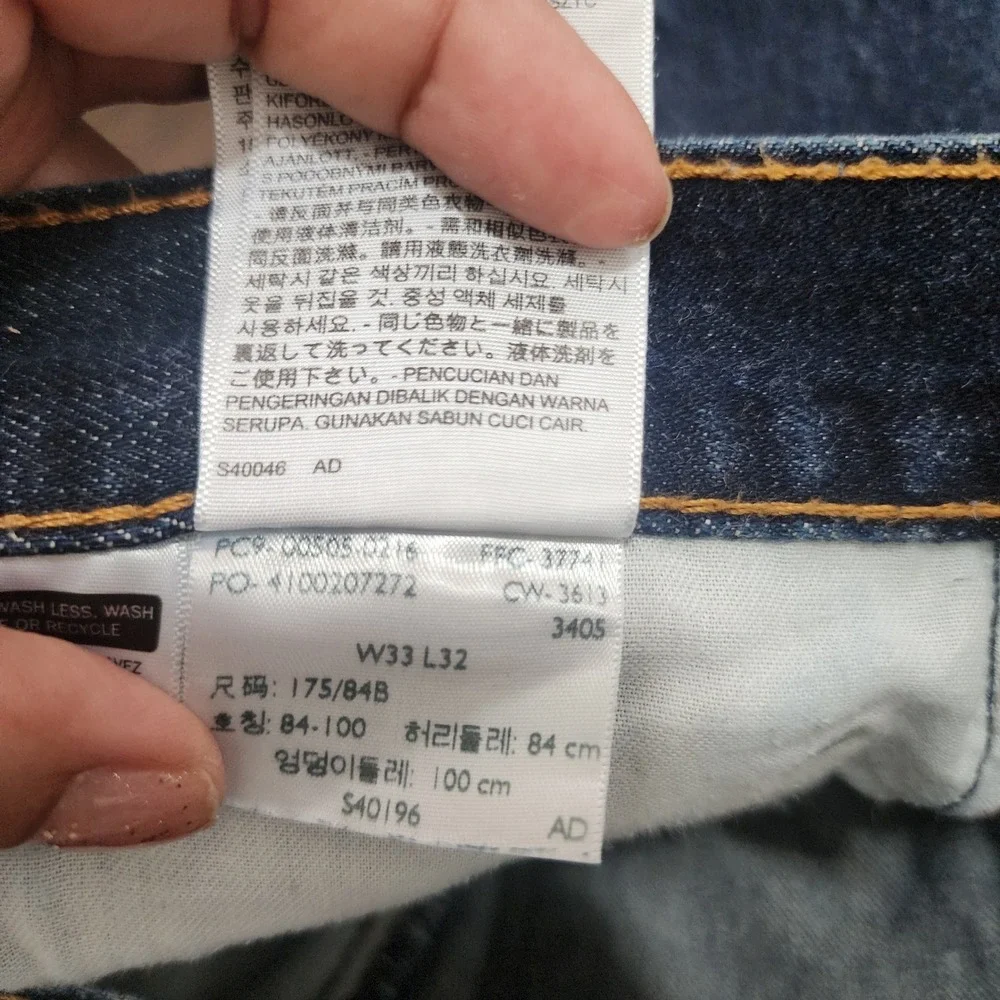 Levis 505 Regular Fit Straight Leg Jeans Dark Wash Indigo Denim 33x32 Mens